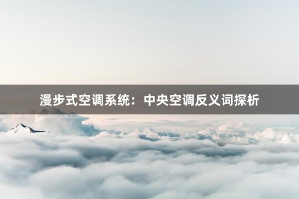 漫步式空调系统：中央空调反义词探析